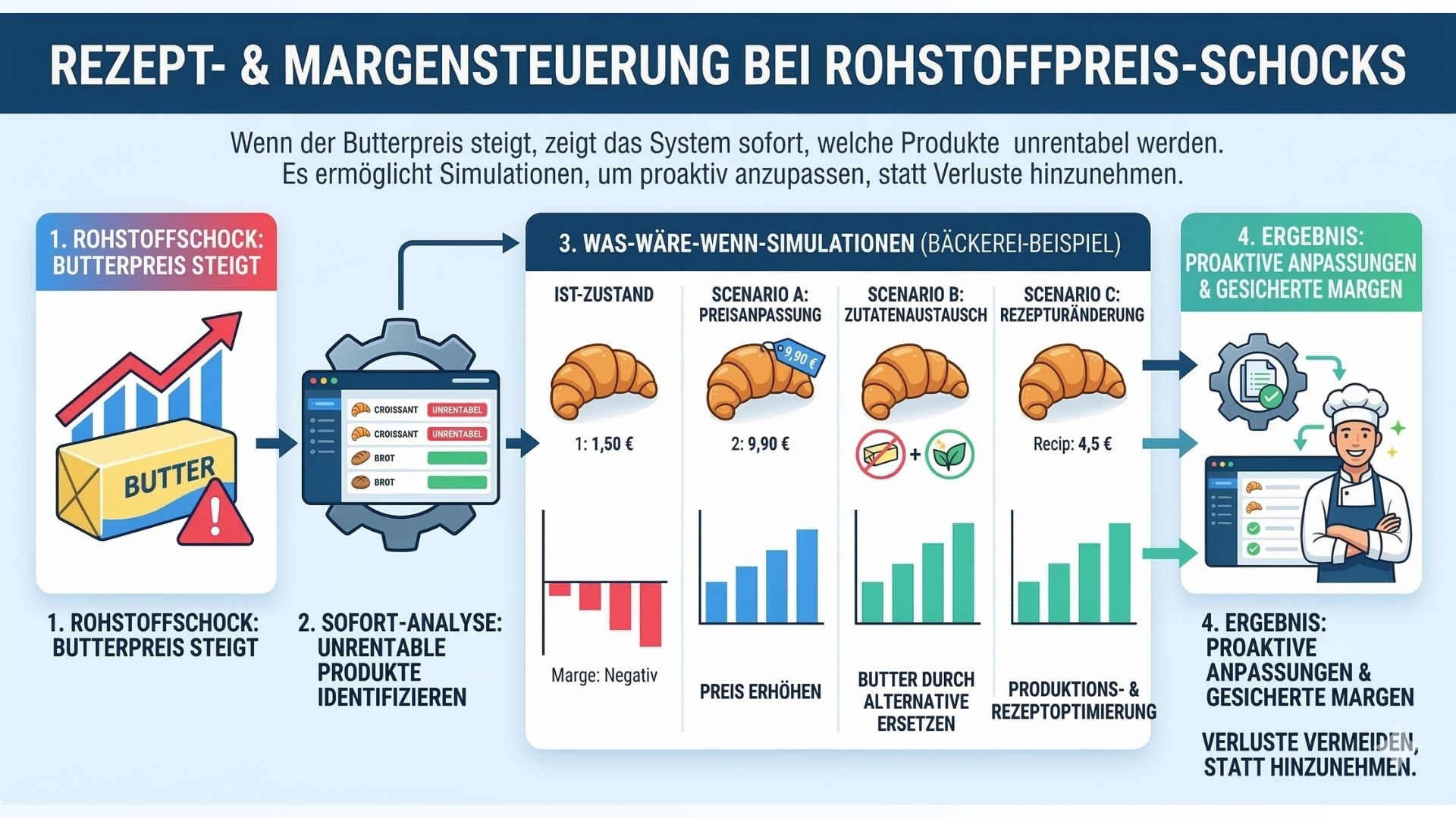 Margenanalyse in Bäckereien: Rezepte und Gewinne datenbasiert steuern 5 REZEPT MARGENSTEUERUNG BEI ROHSTOFFPREIS SCHOCKS 1
